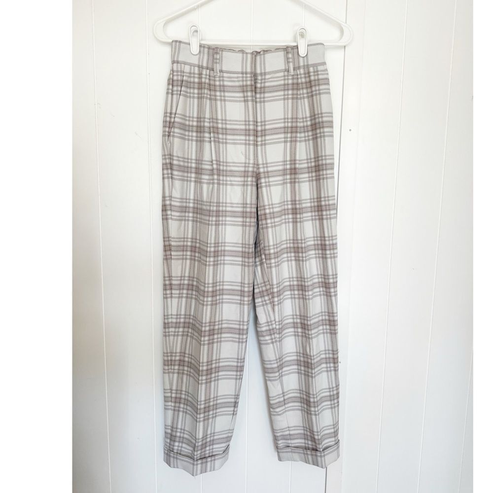 Aritzia wilfred gray plaid trouser pants